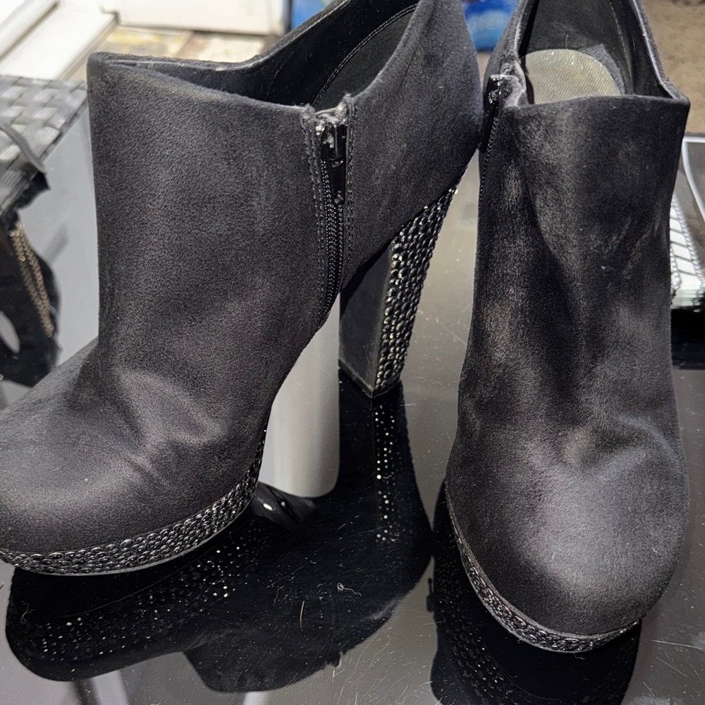 Giani Bernini Black Heeled Boots with Studded Detail